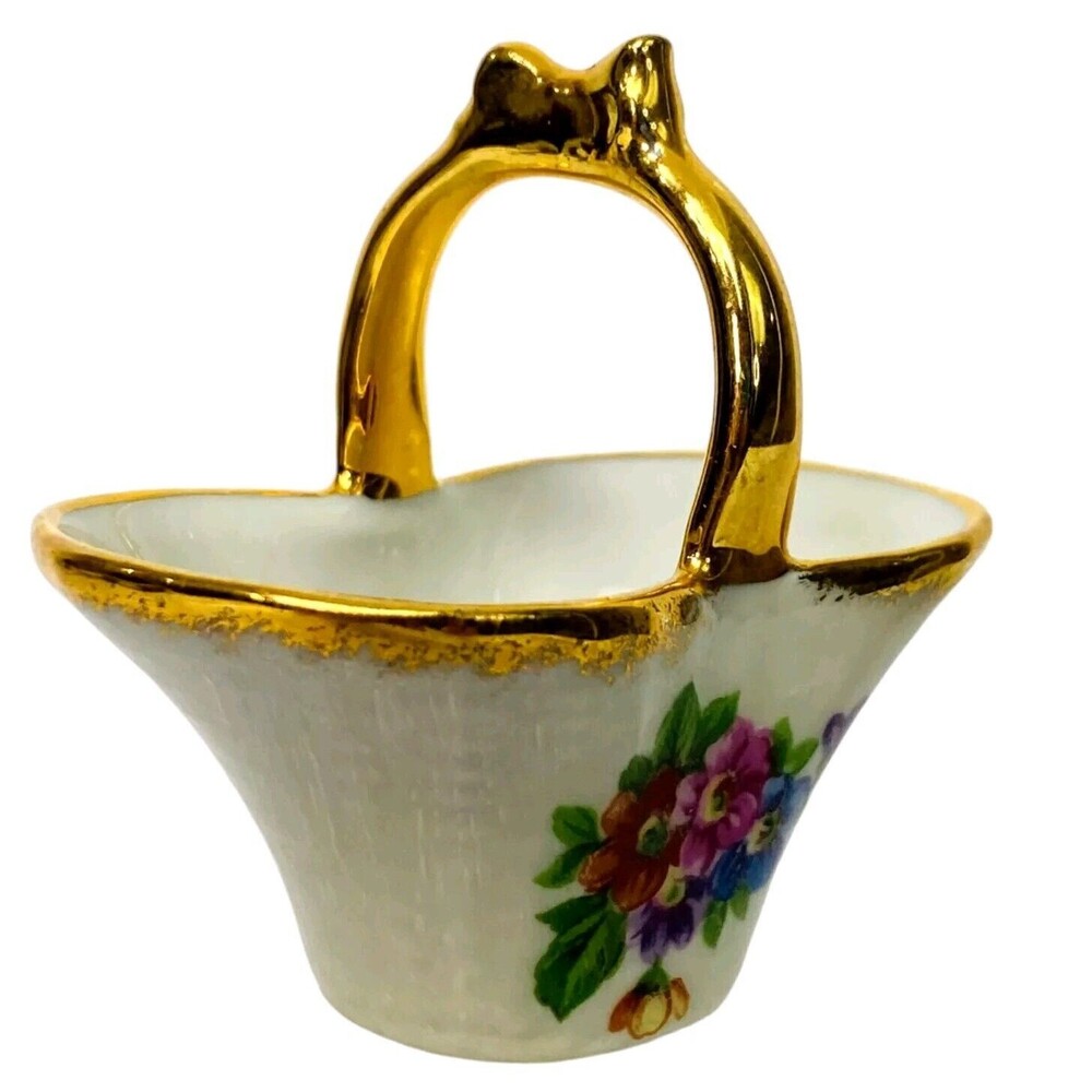 Vintage Limoges Porcelain Flower Garden Basket Doll House Porcelaine d' Art - Picture 10 of 14
